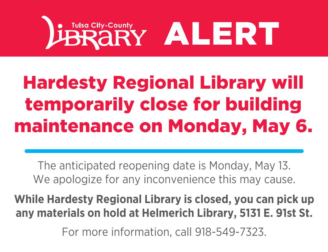 Hardesty Regional Library is Closed May 6-12