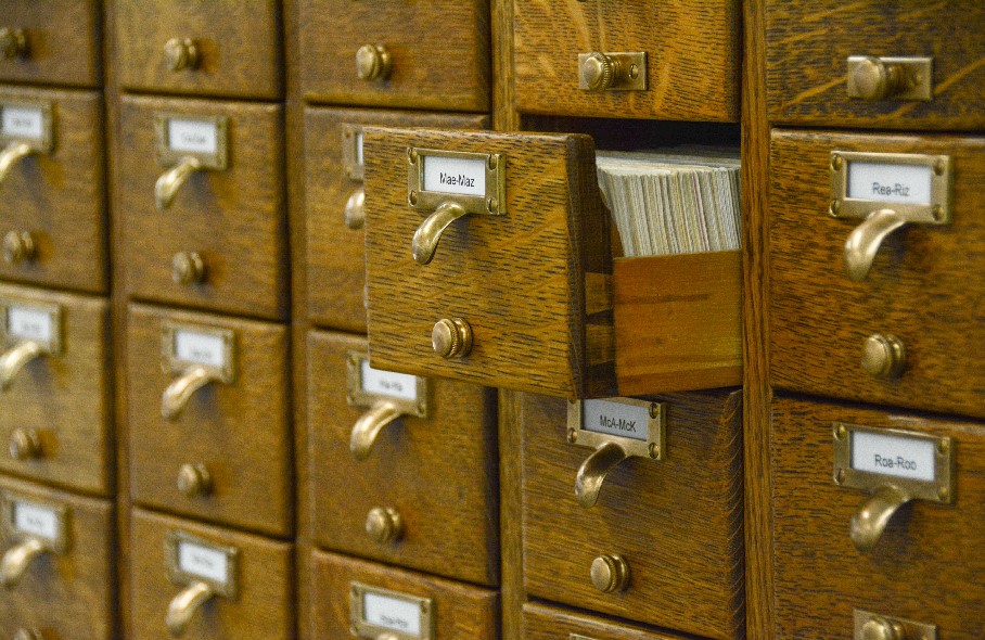 death notice index card catalog