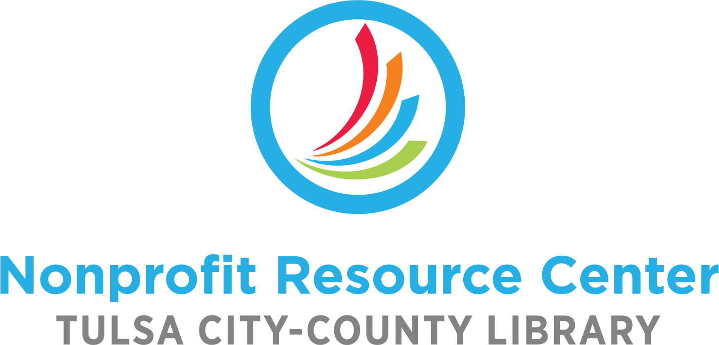 The logo of the Nonprofit resource center is a fan in rainbow colors, with the name written in blue
