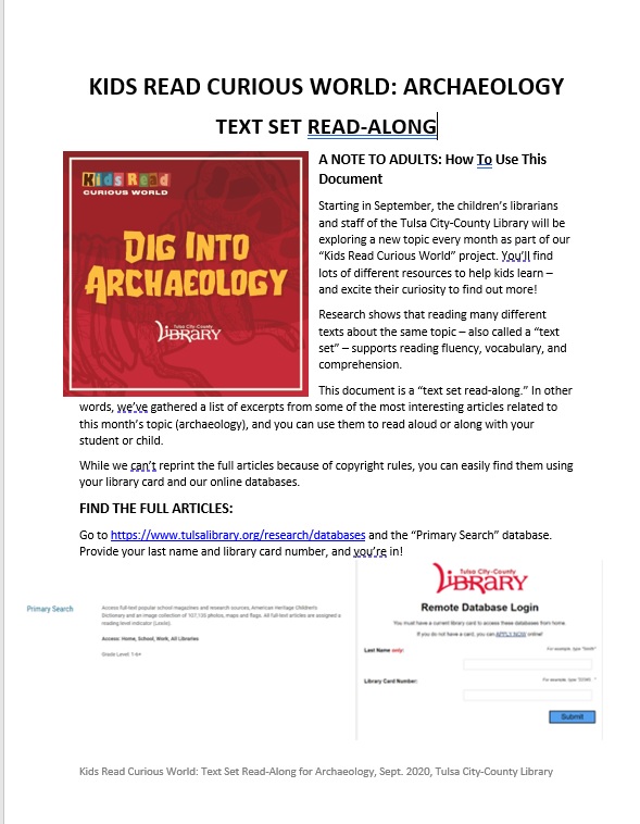 Text Set Read-Along Archaeology