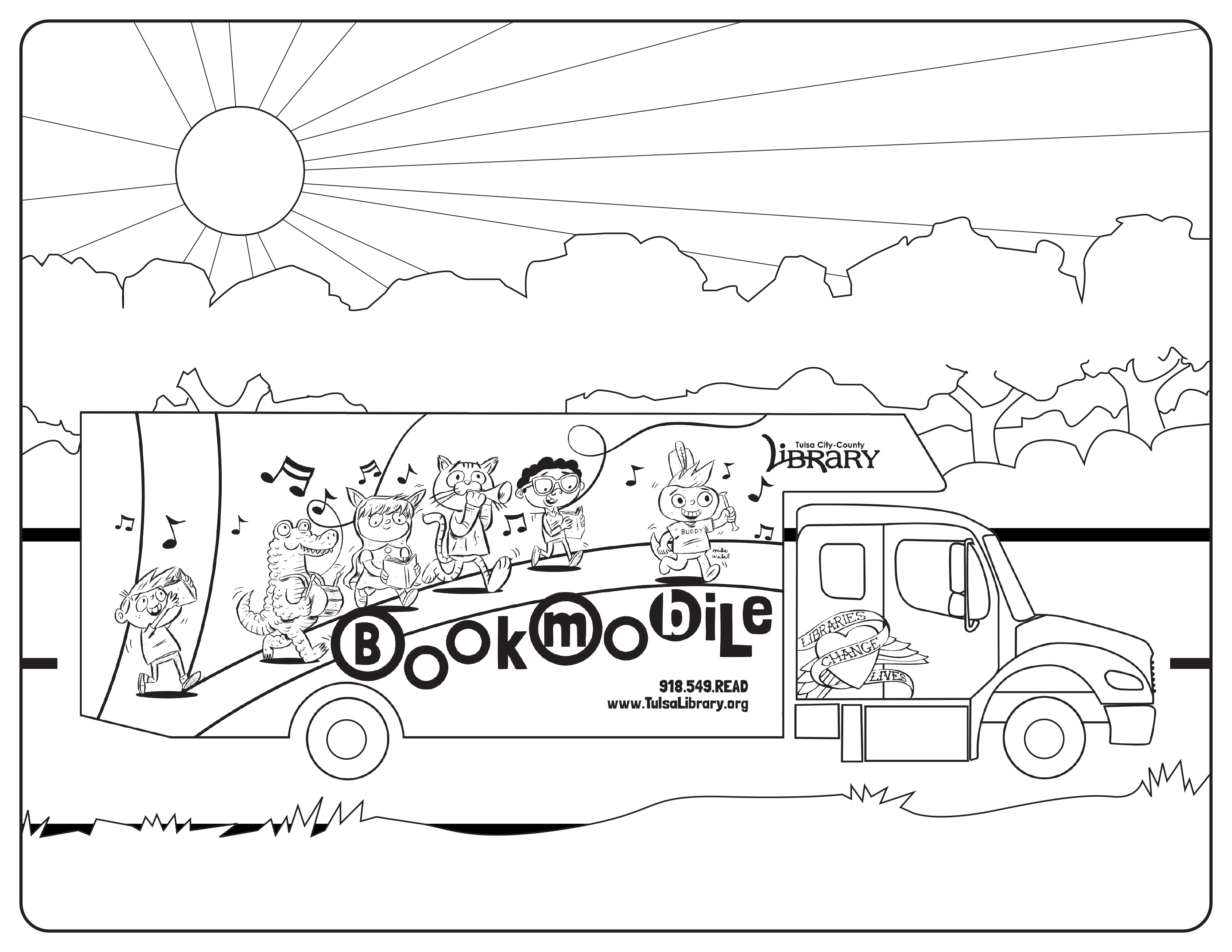 Bookmobile Coloring Sheet
