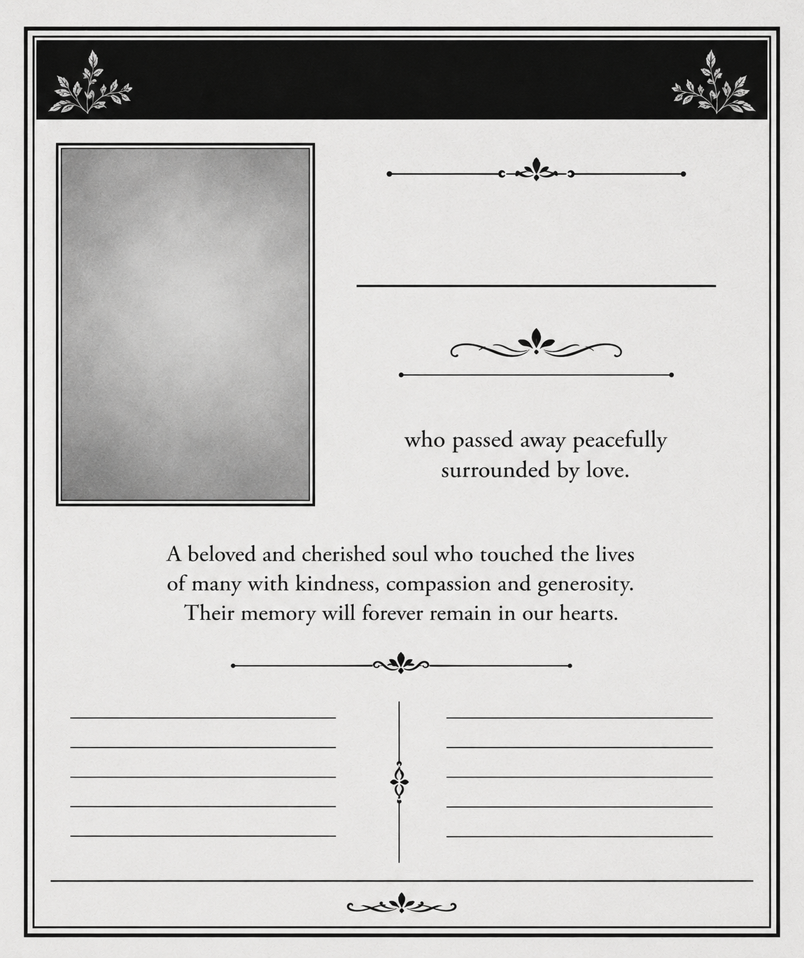 Blank AI Version of a Death Notice in Newspaper