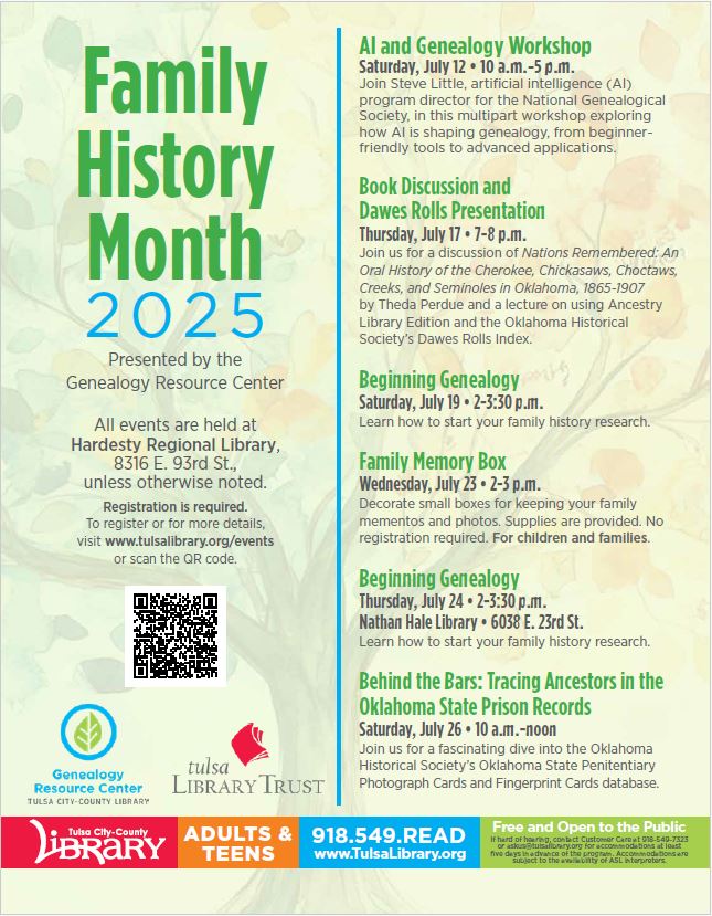 Family History Month 2025 Events Calendar