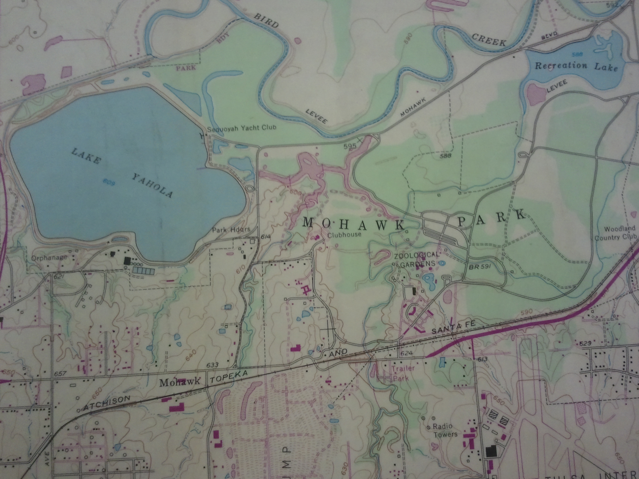 Topographic Map of Mohawk Park in Tulsa