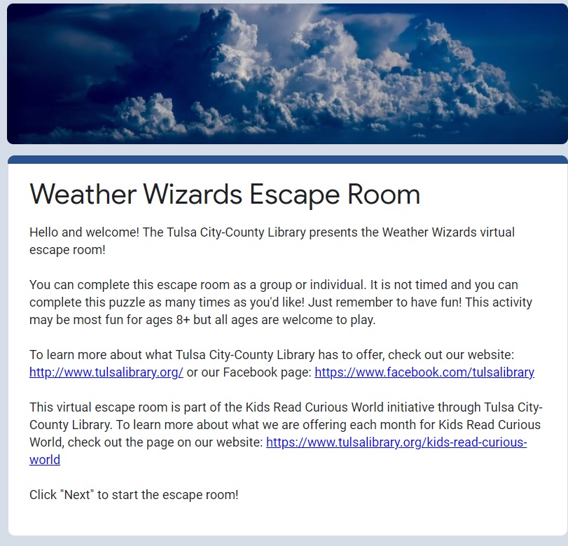 Weather escape room