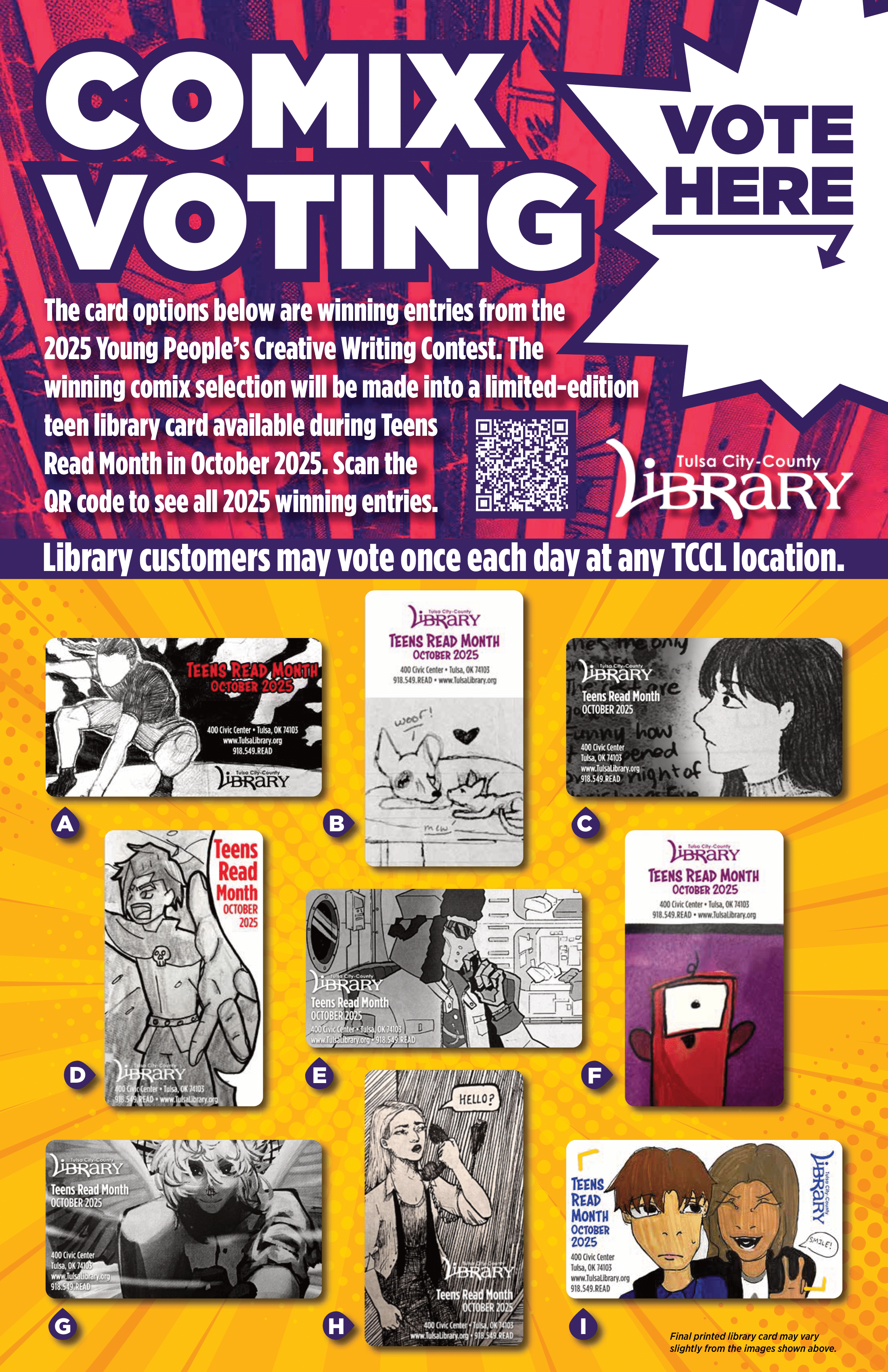 voting poster for comix card 2025