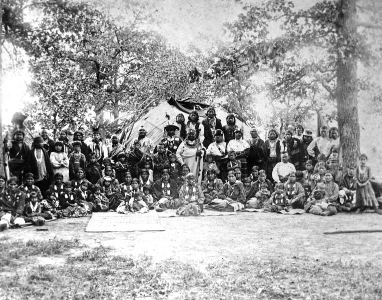 Large group photo of an undisclosed American Indian tribe