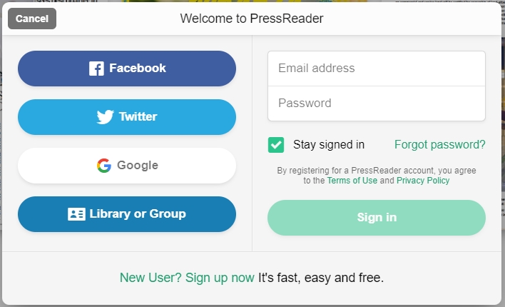 PressReader windows sign in