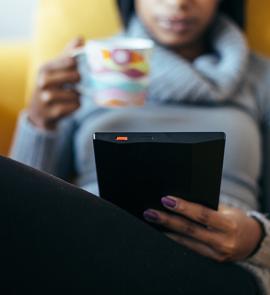 woman with digital device